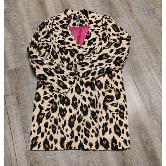 Robert Louis Womens Cotton Animal Print Tan Black Trench Coat Belted XL leopard - Picture 12 of 15